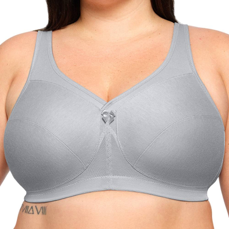 Glamorise Magic lift non wired support bra product in grey 1005- front view image