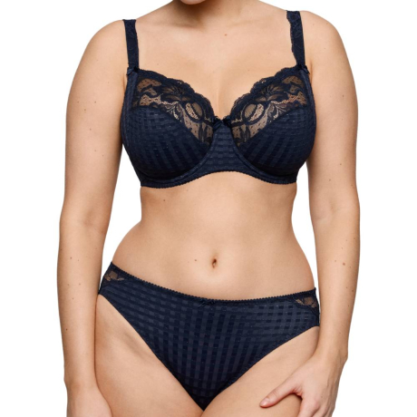 Primadonna Madison rio briefs and full cup bra product in velvet blue 0562125 062121- full set image