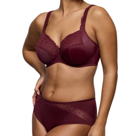 Primadonna Salerno underwired full cup bra and full brief product in evening red 0163530 0563531- full set image